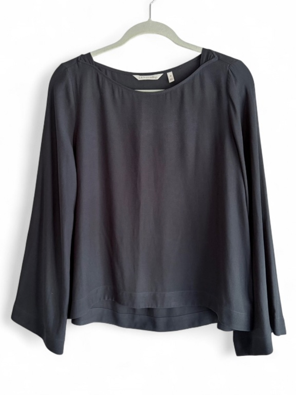 Soft Surroundings Charcoal Gray Bell Sleeve Silky Shirt Size M